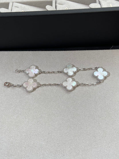 [Miro ]New CLOVER WHITE PEARL MOP 5 MOTIF BRACELET COLLECTION