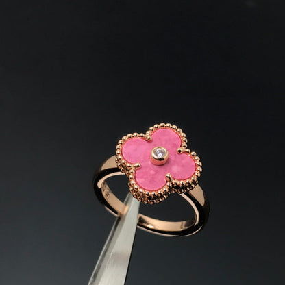 Miro CLOVER RHODONITE ROSE GOLD RING