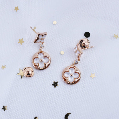 Miro STAR AND SUN PINK GOLD MOP DROP EARRINGS