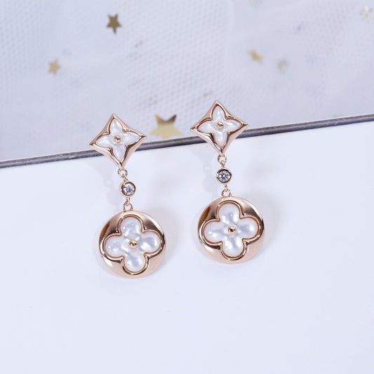 Miro STAR AND SUN PINK GOLD MOP DROP EARRINGS