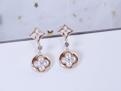 Miro STAR AND SUN PINK GOLD MOP DROP EARRINGS