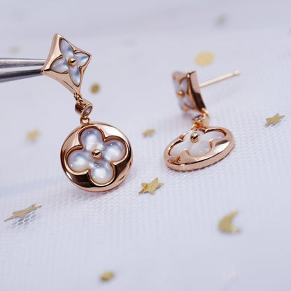 Miro STAR AND SUN PINK GOLD MOP DROP EARRINGS