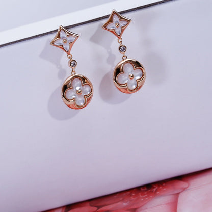 Miro STAR AND SUN PINK GOLD MOP DROP EARRINGS