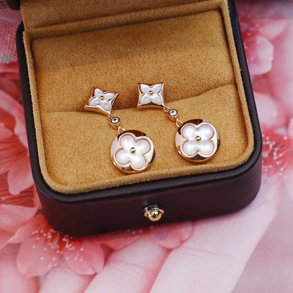 Miro STAR AND SUN PINK GOLD MOP DROP EARRINGS