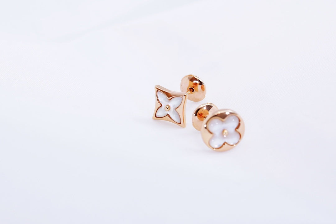 Miro STAR AND SUN PINK GOLD MOP STUD EARRINGS