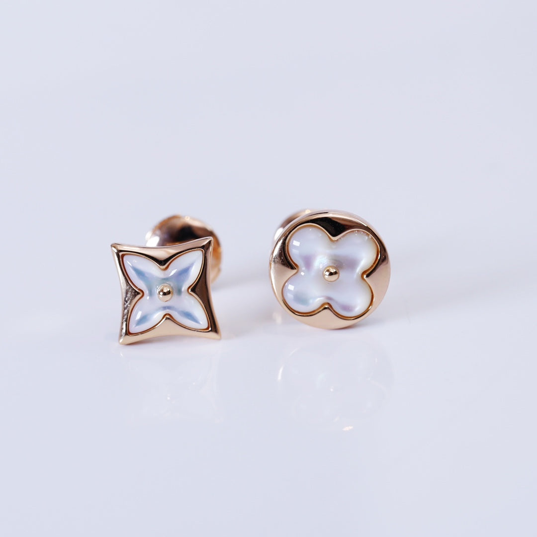 Miro STAR AND SUN PINK GOLD MOP STUD EARRINGS