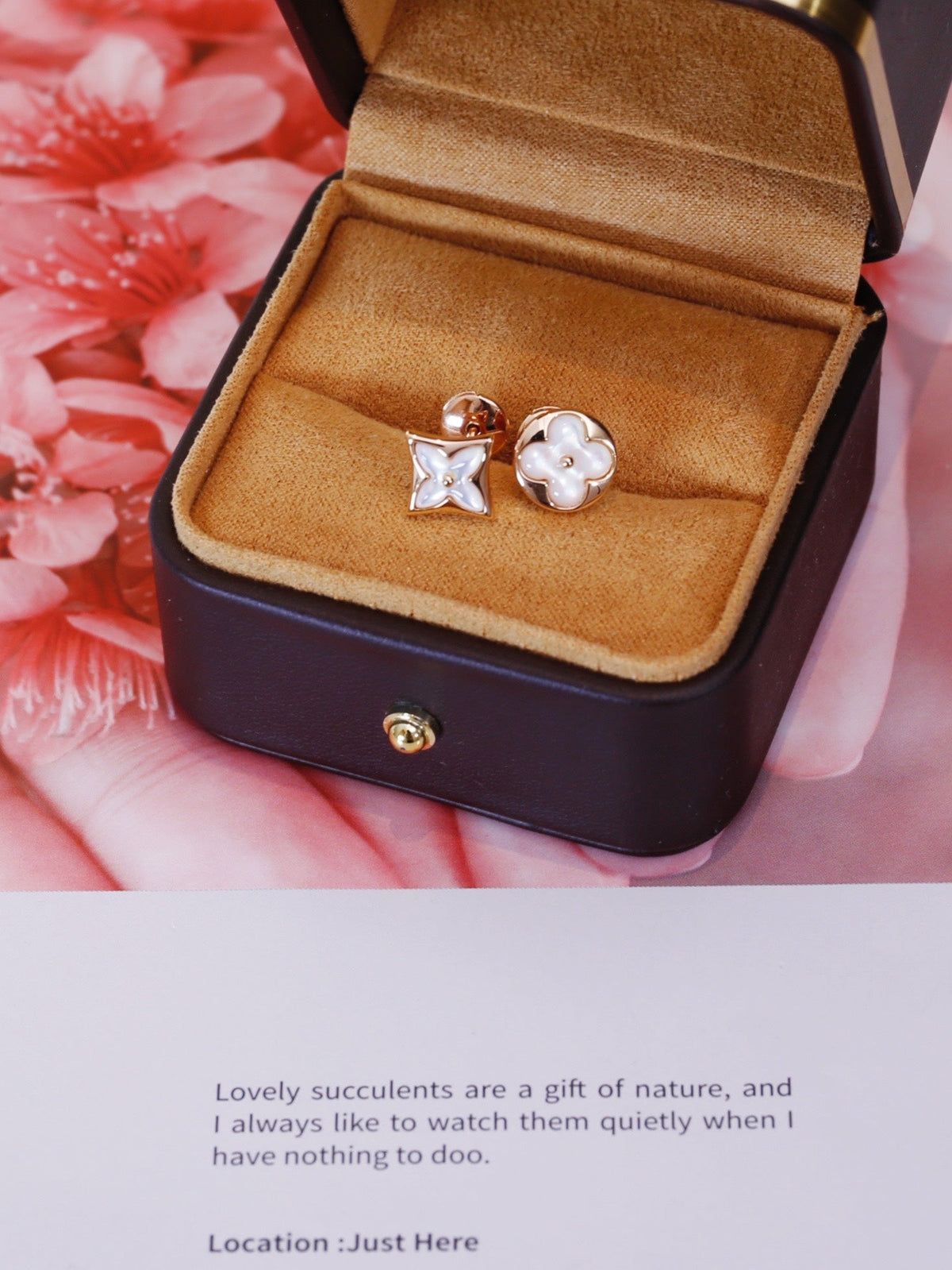 Miro STAR AND SUN PINK GOLD MOP STUD EARRINGS