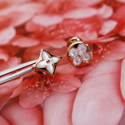 Miro STAR AND SUN PINK GOLD MOP STUD EARRINGS