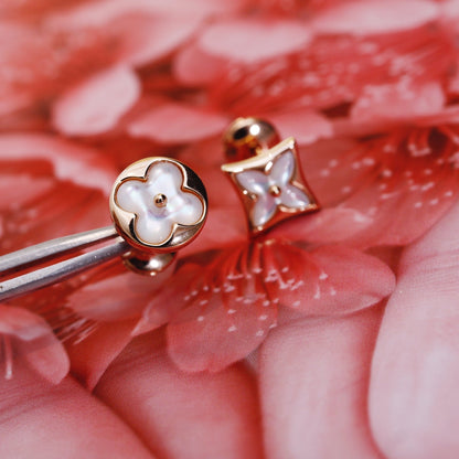 Miro STAR AND SUN PINK GOLD MOP STUD EARRINGS
