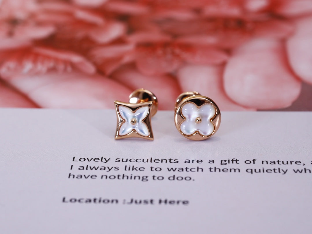 Miro STAR AND SUN PINK GOLD MOP STUD EARRINGS