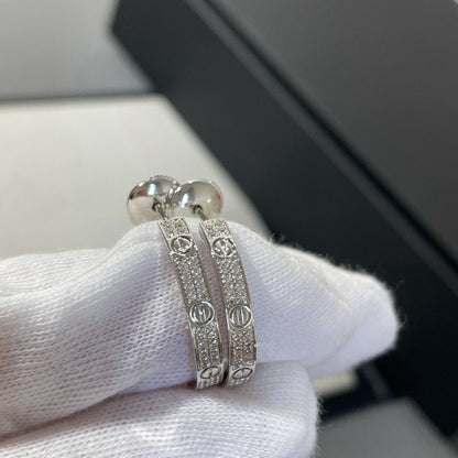 Miro LOVE DIAMOND SILVER HOOP EARRINGS