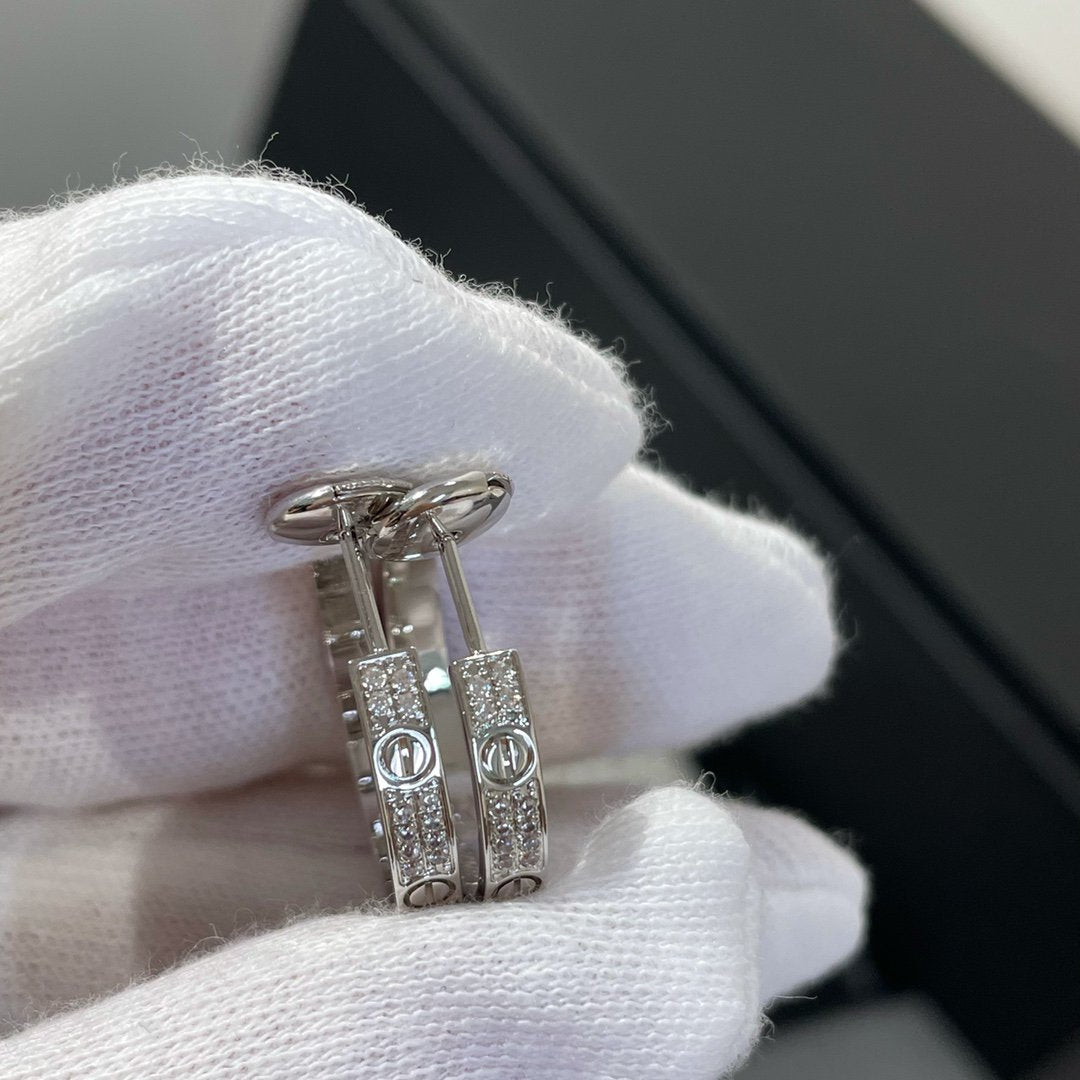 Miro LOVE DIAMOND SILVER HOOP EARRINGS