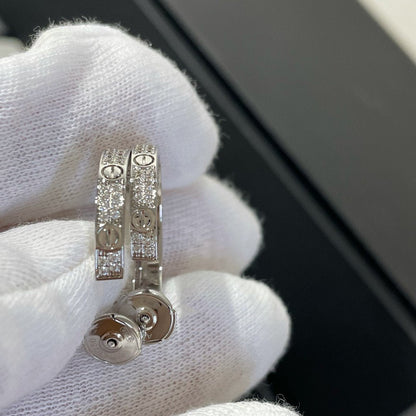 Miro LOVE DIAMOND SILVER HOOP EARRINGS