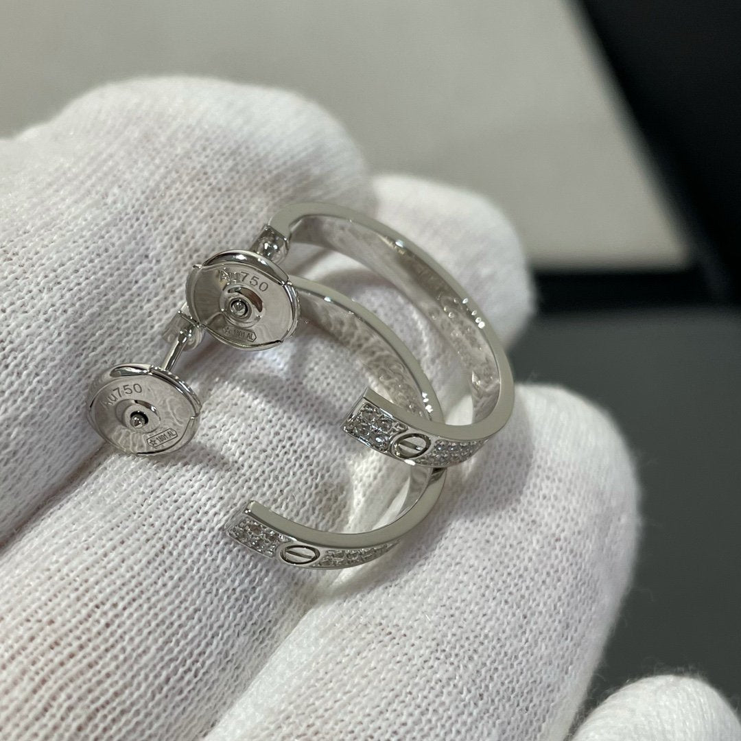 Miro LOVE DIAMOND SILVER HOOP EARRINGS