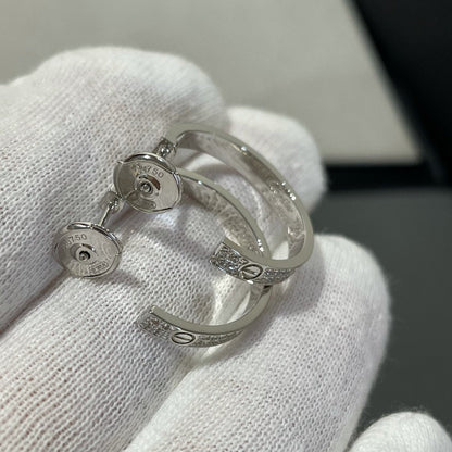 Miro LOVE DIAMOND SILVER HOOP EARRINGS
