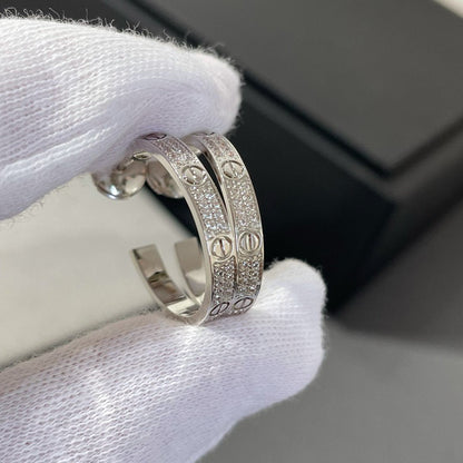 Miro LOVE DIAMOND SILVER HOOP EARRINGS