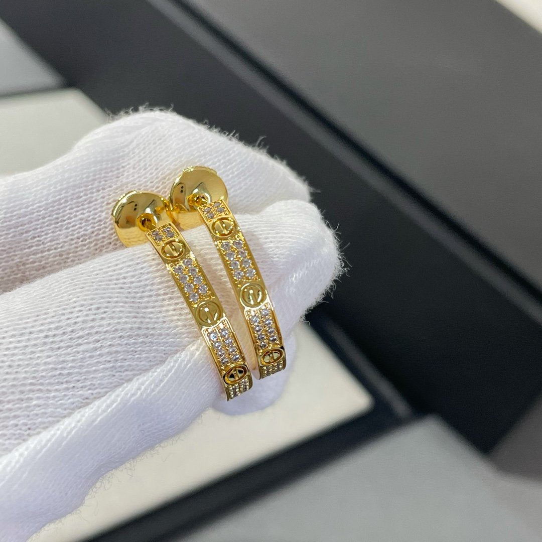 Miro LOVE DIAMOND GOLD HOOP EARRINGS