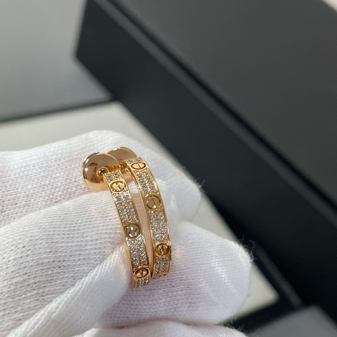 Miro LOVE DIAMOND PINK GOLD HOOP EARRINGS