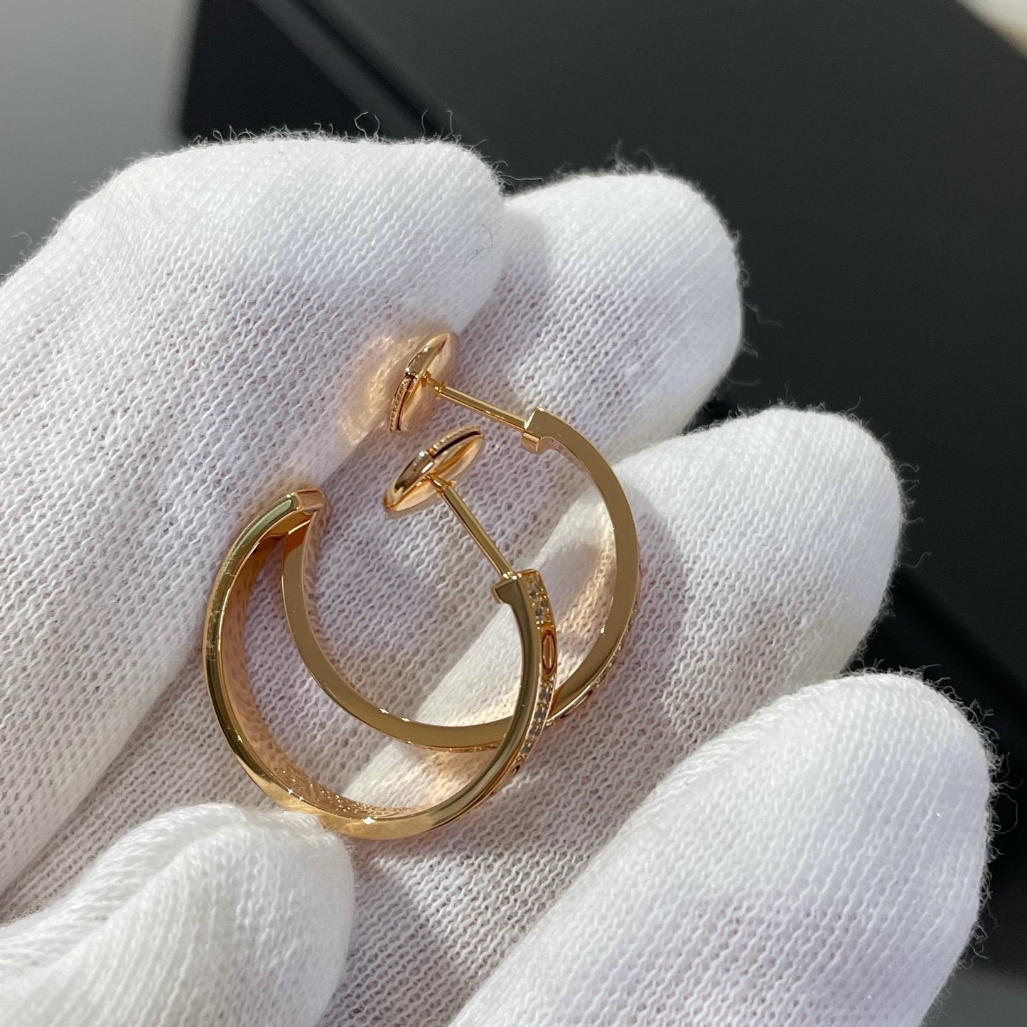 Miro LOVE DIAMOND PINK GOLD HOOP EARRINGS