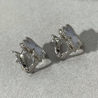 Miro CLOVER CHALCEDONY SILVER STUD EARRINGS