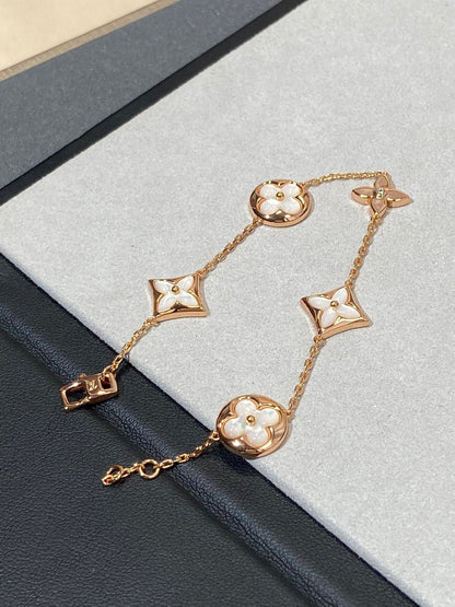 Miro STAR AND SUN 5 MOTIF MOP PINK GOLD BRACELET