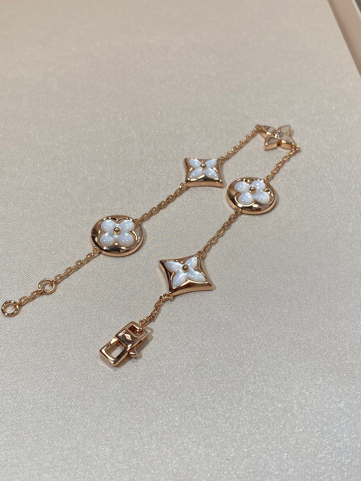 Miro STAR AND SUN 5 MOTIF MOP PINK GOLD BRACELET