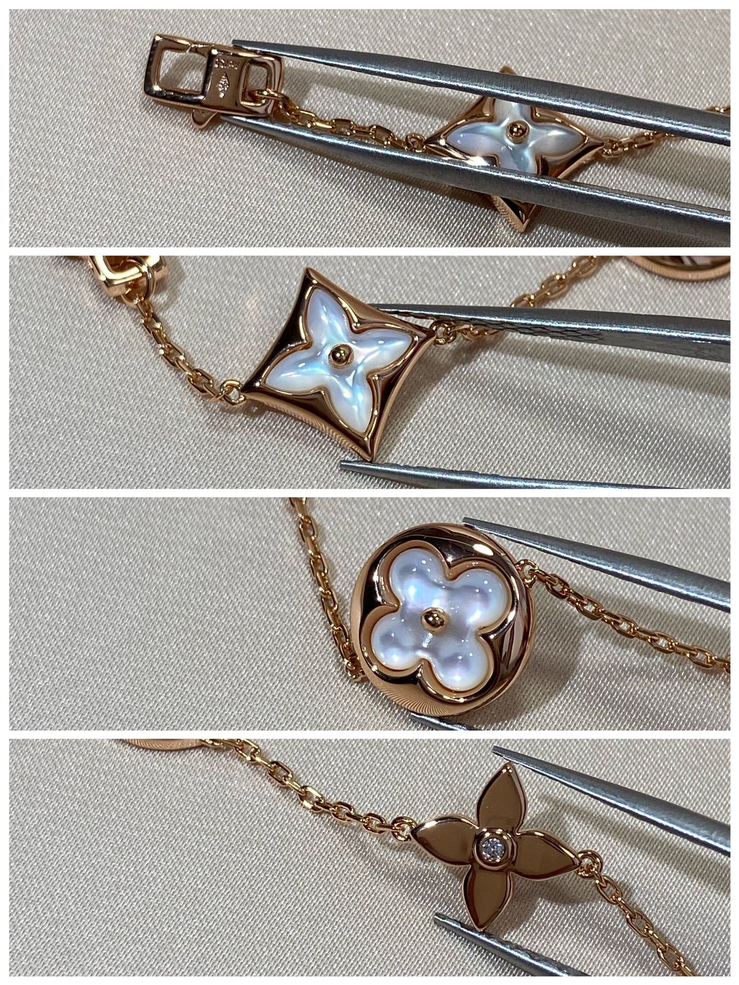 Miro STAR AND SUN 5 MOTIF MOP PINK GOLD BRACELET