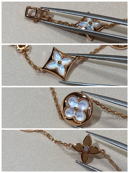Miro STAR AND SUN 5 MOTIF MOP PINK GOLD BRACELET