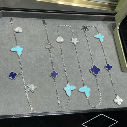 Miro LUCKY CLOVER SILVER 11 MOTIF NECKLACE