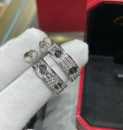 Miro LOVE CERAMIC DIAMOND PAVED SILVER EARRINGS
