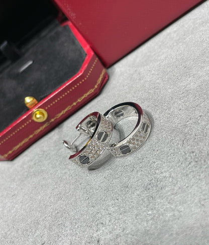 Miro LOVE CERAMIC DIAMOND PAVED SILVER EARRINGS