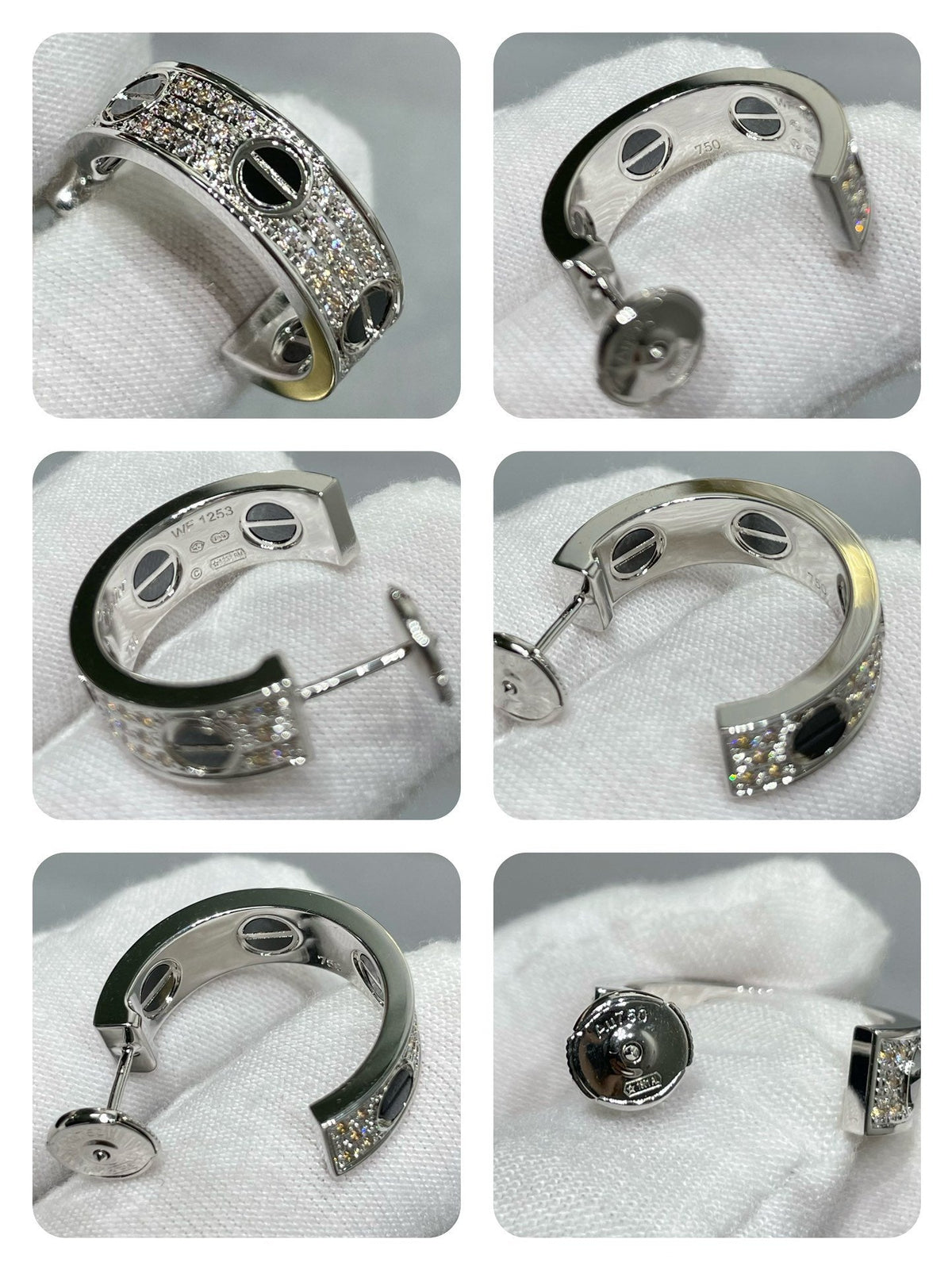 Miro LOVE CERAMIC DIAMOND PAVED SILVER EARRINGS