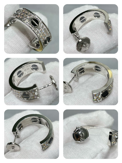 Miro LOVE CERAMIC DIAMOND PAVED SILVER EARRINGS