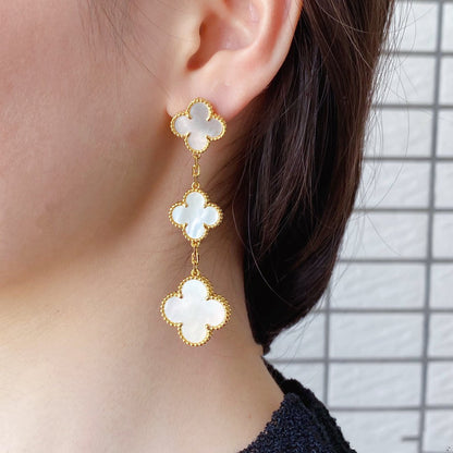 Miro CLOVER MOP 3 MOTIFS GOLD EARRINGS