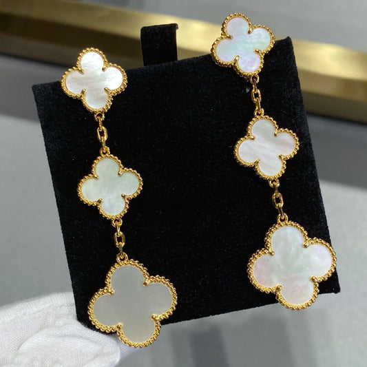 Miro CLOVER MOP 3 MOTIFS GOLD EARRINGS