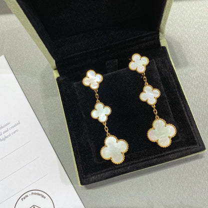 Miro CLOVER MOP 3 MOTIFS GOLD EARRINGS