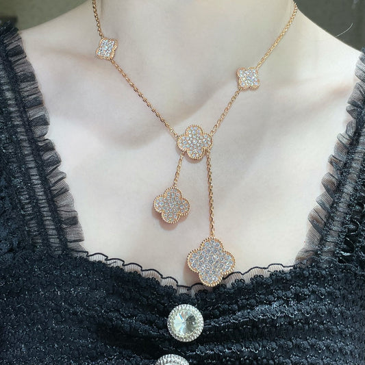 Miro CLOVER 6 MOTIF DIAMOND PAVED NECKLACE