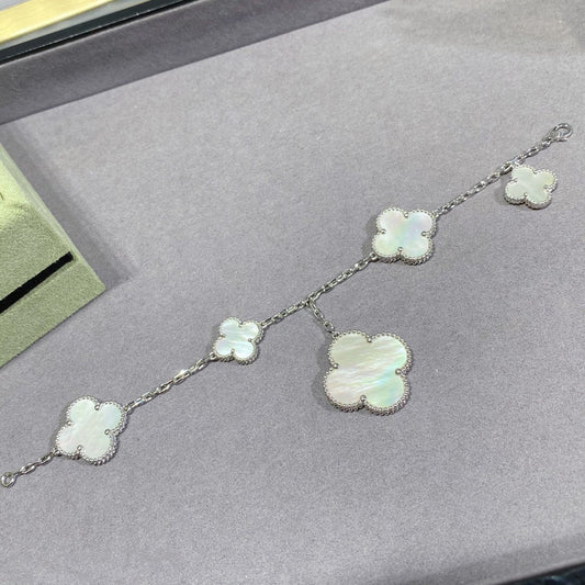 Miro CLOVER 5 MOTIF WHITE MOP SILVER BRACELET