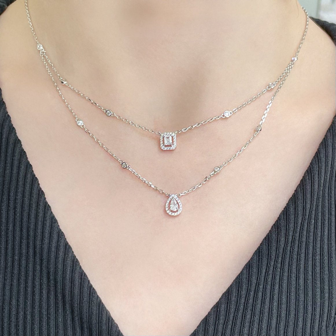 [Miro ] MY TWIN 2 ROW DIAMOND NECKLACE