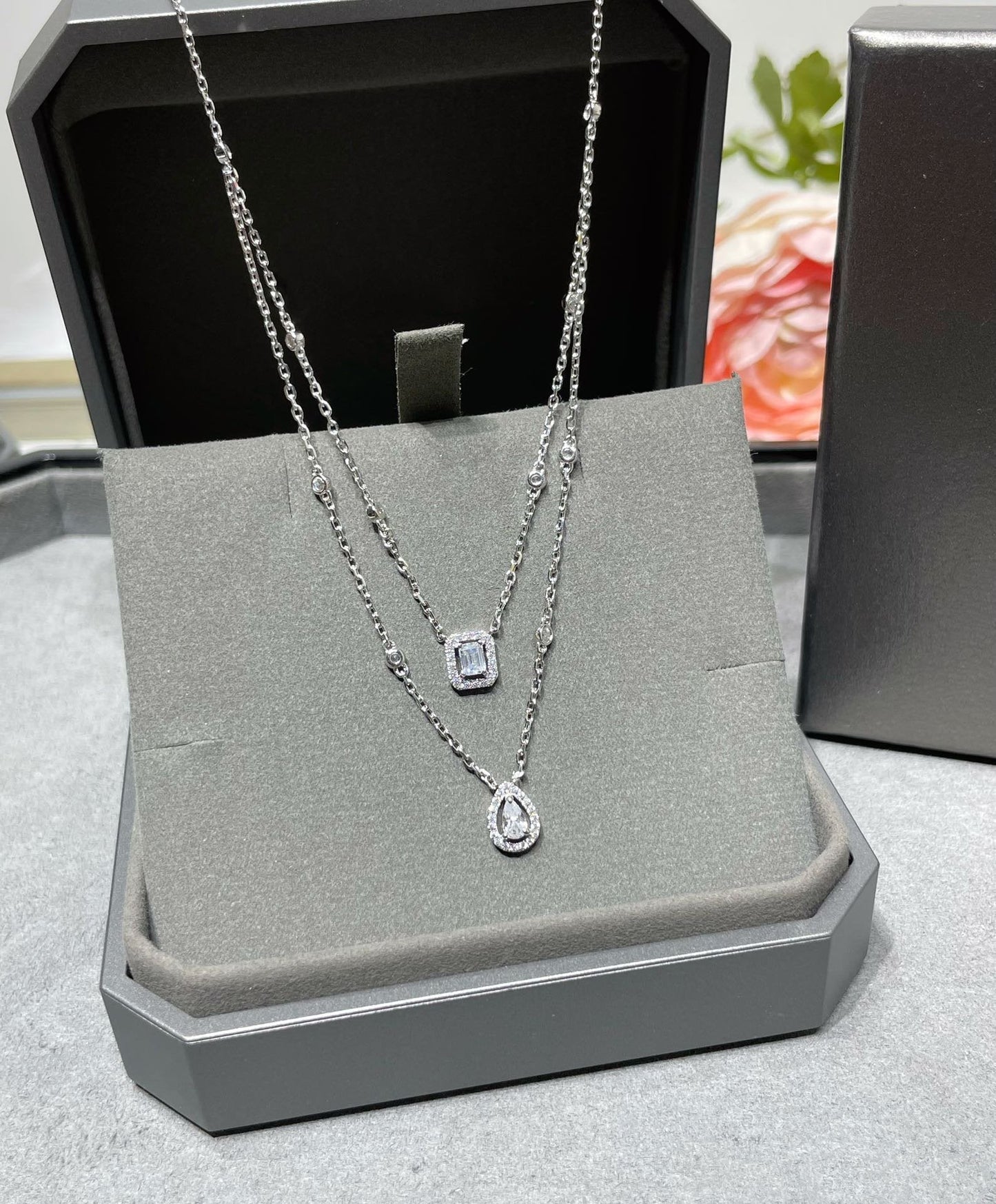 [Miro ] MY TWIN 2 ROW DIAMOND NECKLACE