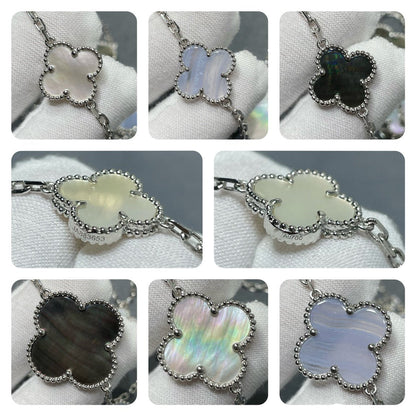 Miro CLOVER 16 MOTIF CHALCEDONY MOP SILVER NECKLACE