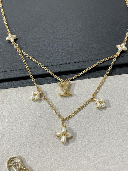 Miro FLOWERGRAM GOLD MOP DOUBLE ROW NECKLACE