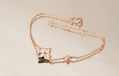 Miro STAR PINK MOP 1 DIAMOND PINK GOLD NECKLACE