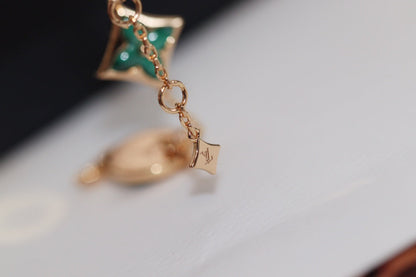 Miro STAR AND SUN 4 MOTIF PINK GOLD MALACHITE BRACELET