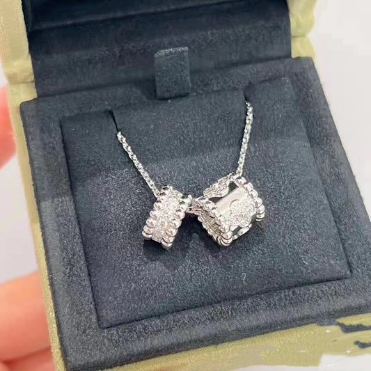 Miro PERLEE DOUBLE PENDANT SILVER DIAMOND NECKLACE