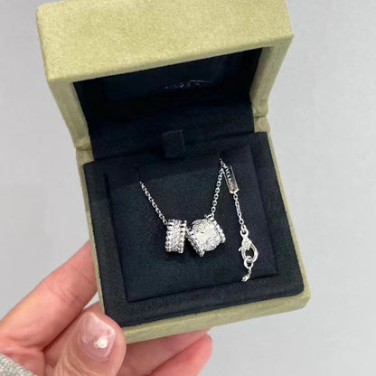 Miro PERLEE DOUBLE PENDANT SILVER DIAMOND NECKLACE