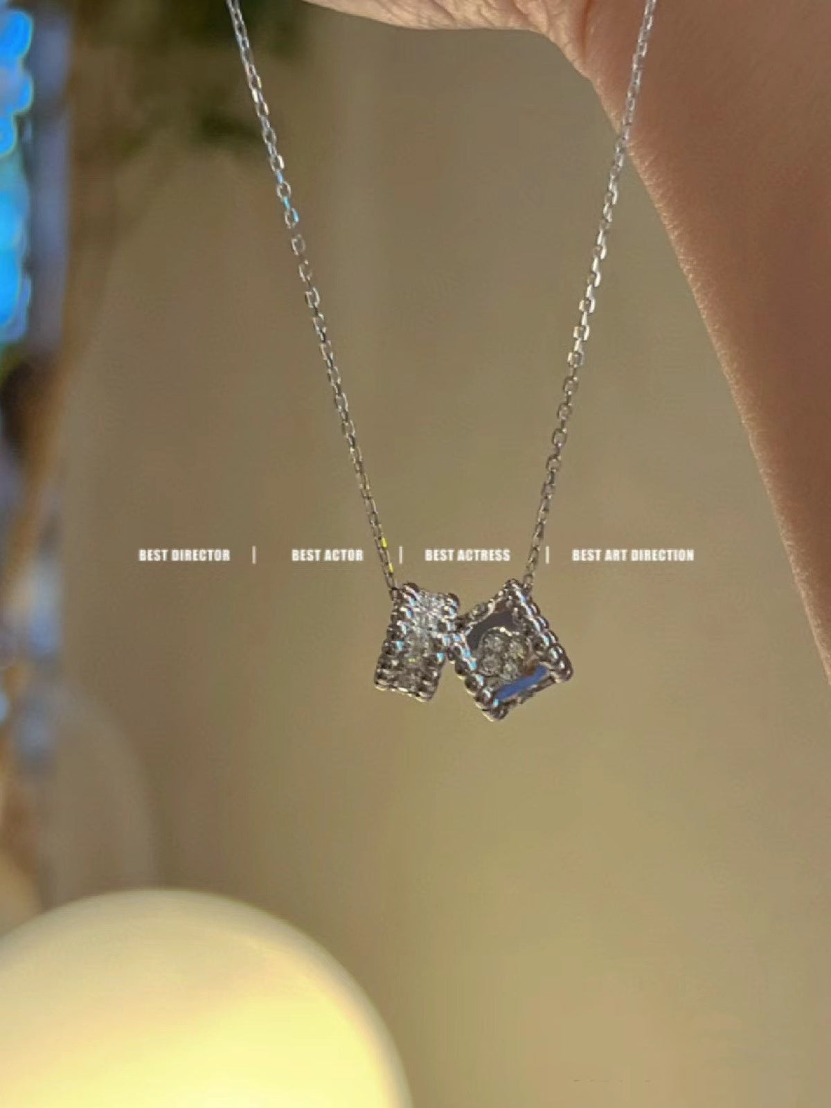 Miro PERLEE DOUBLE PENDANT SILVER DIAMOND NECKLACE