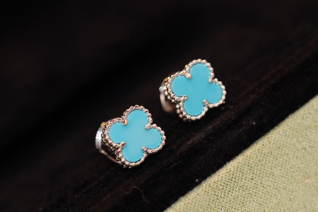 Miro CLOVER MINI TURQUOISE SILVER STUD EARRINGS
