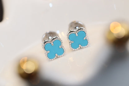 Miro CLOVER MINI TURQUOISE SILVER STUD EARRINGS