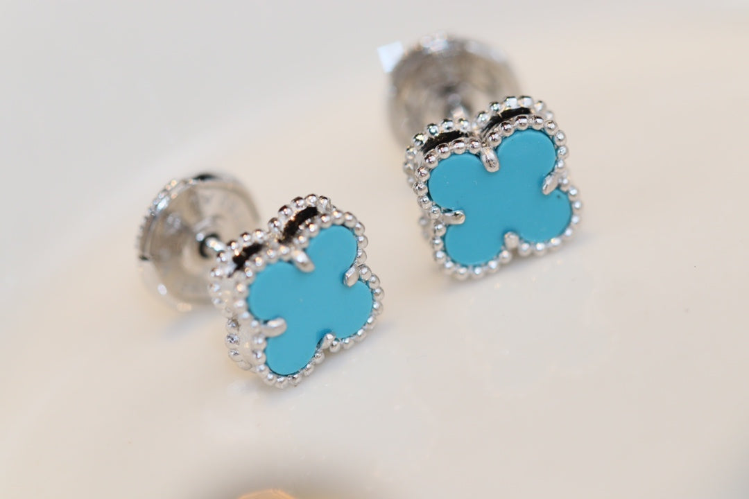 Miro CLOVER MINI TURQUOISE SILVER STUD EARRINGS
